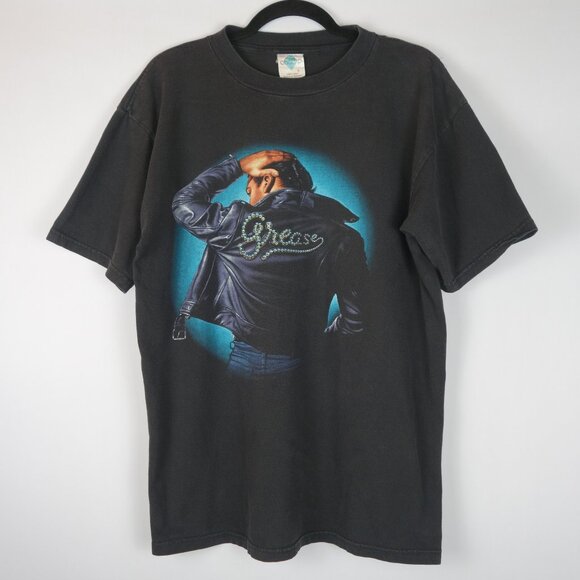 Vintage 1990's Grease Movie Promo Black Graphic Print T-Shirt, Size Large - Picture 1 of 7